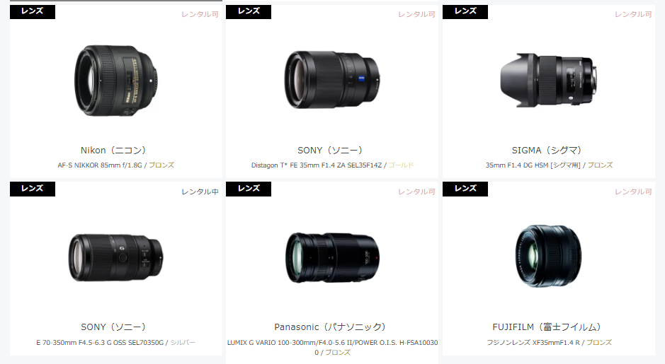 2. CAMERA RENT レンズ