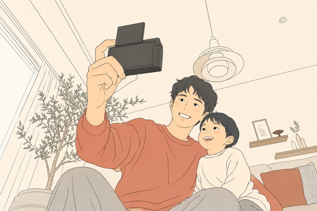稼働モニターは、親子撮影の頼れる相棒