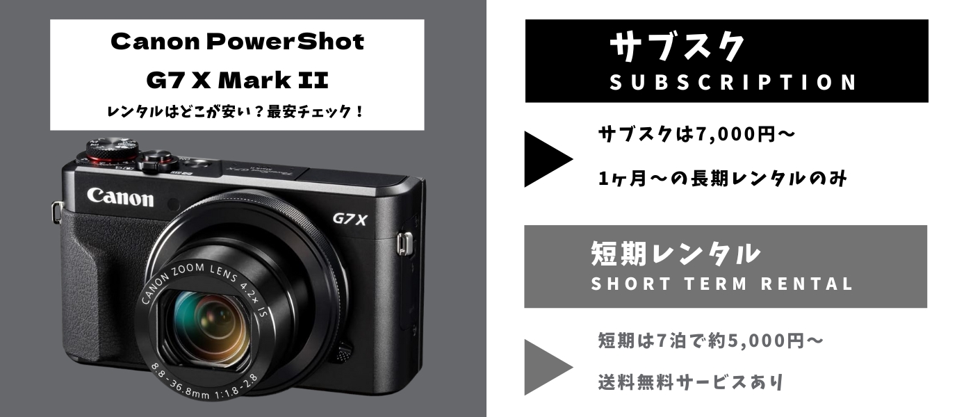 Canon PowerShot G7 X Mark II レンタル 最安