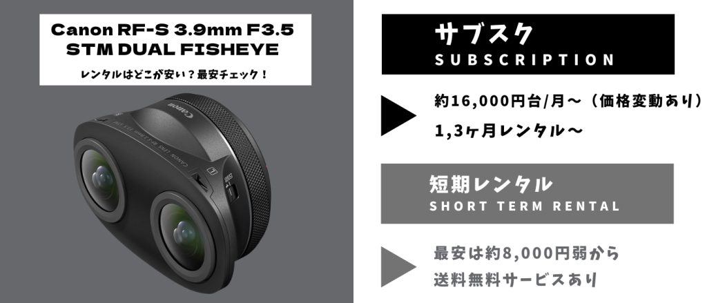 Canon RF-S 3.9mm F3.5 STM DUAL FISHEYEレンタル 最安