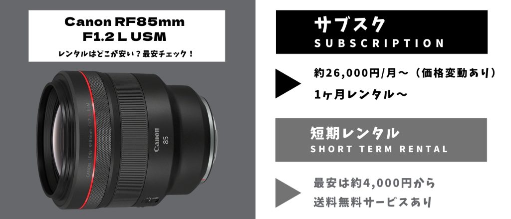 Canon RF85mm F1.2 L USMレンタル 最安
