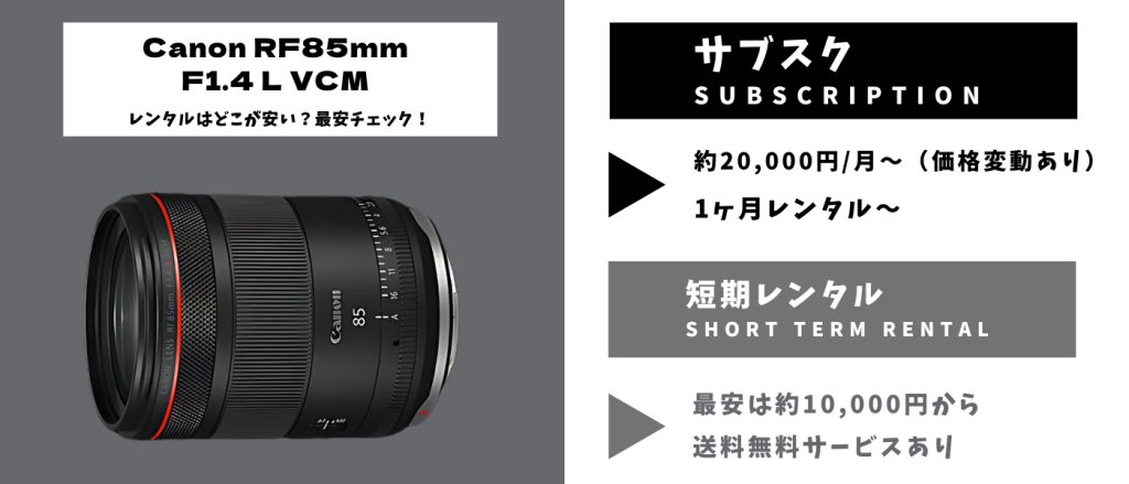 Canon RF85mm F1.4 L VCMレンタル 最安