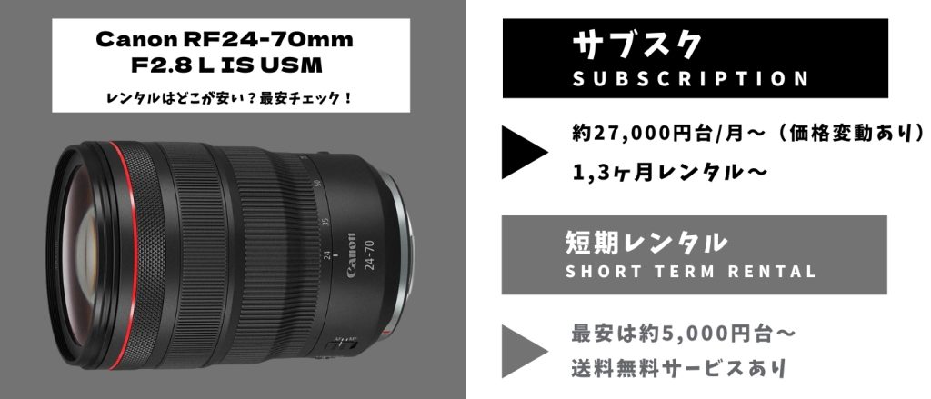Canon RF24-70mm F2.8 L IS USMレンタル 最安