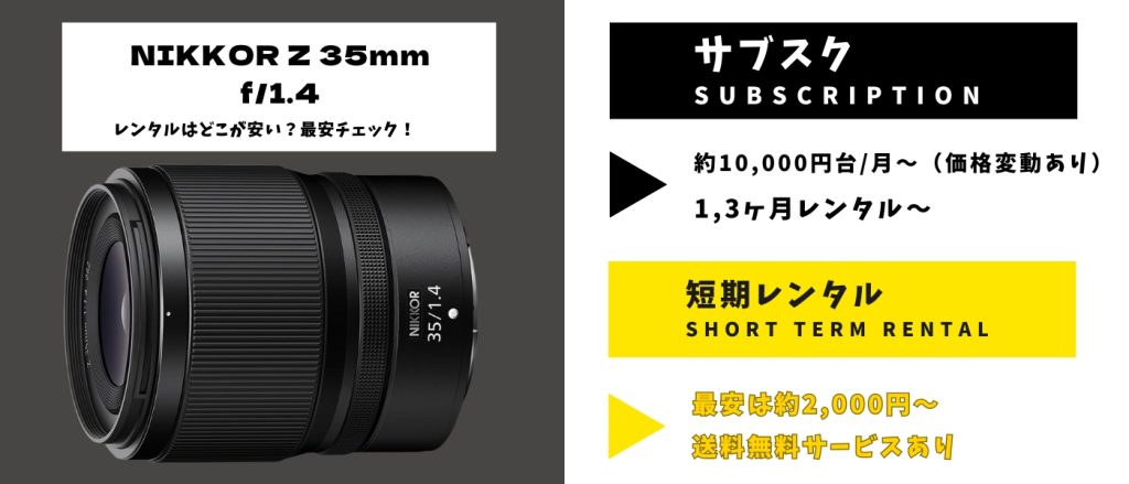 NIKKOR Z 35mm f1.4 レンタル 最安