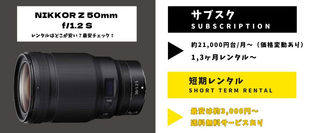 NIKKOR Z 50mm f1.2 S レンタル 最安