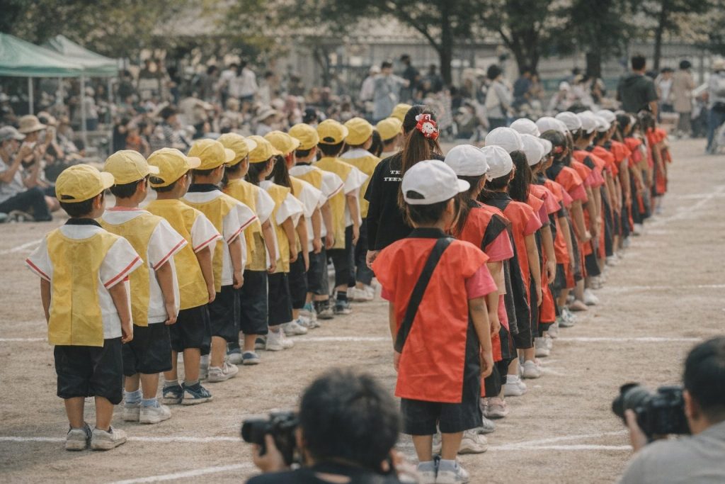 運動会で望遠撮影するイメージ