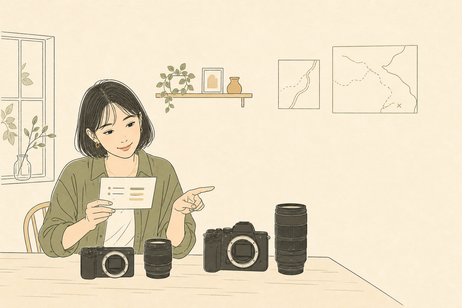 SONY EマウントのAPS-C機とフルサイズ機を比較する若い女性