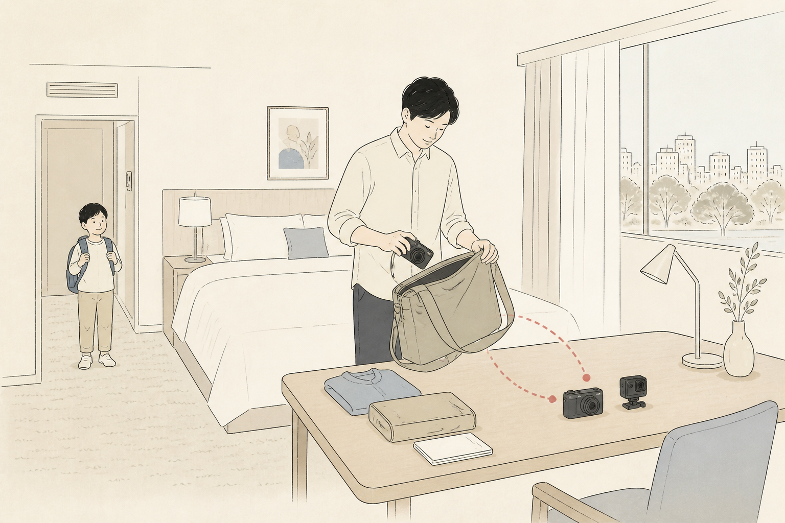 家族旅行の荷物に合わせてコンデジとアクションカメラを選ぶ親