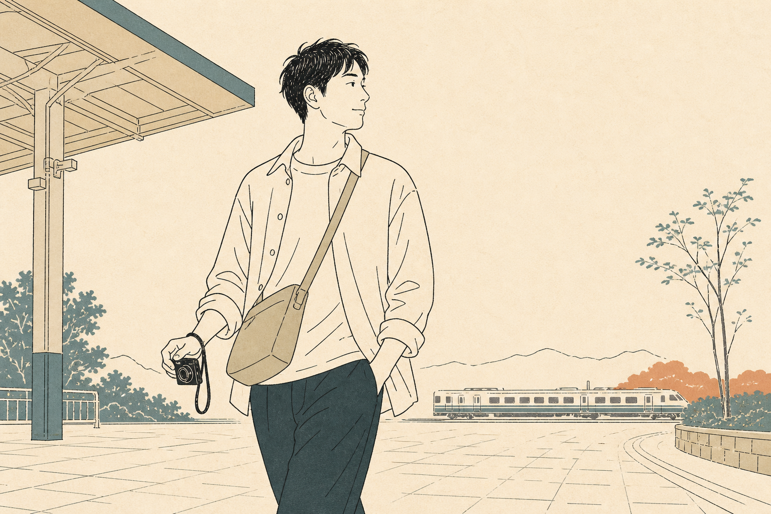旅行で小型コンデジを軽快に持ち歩く人