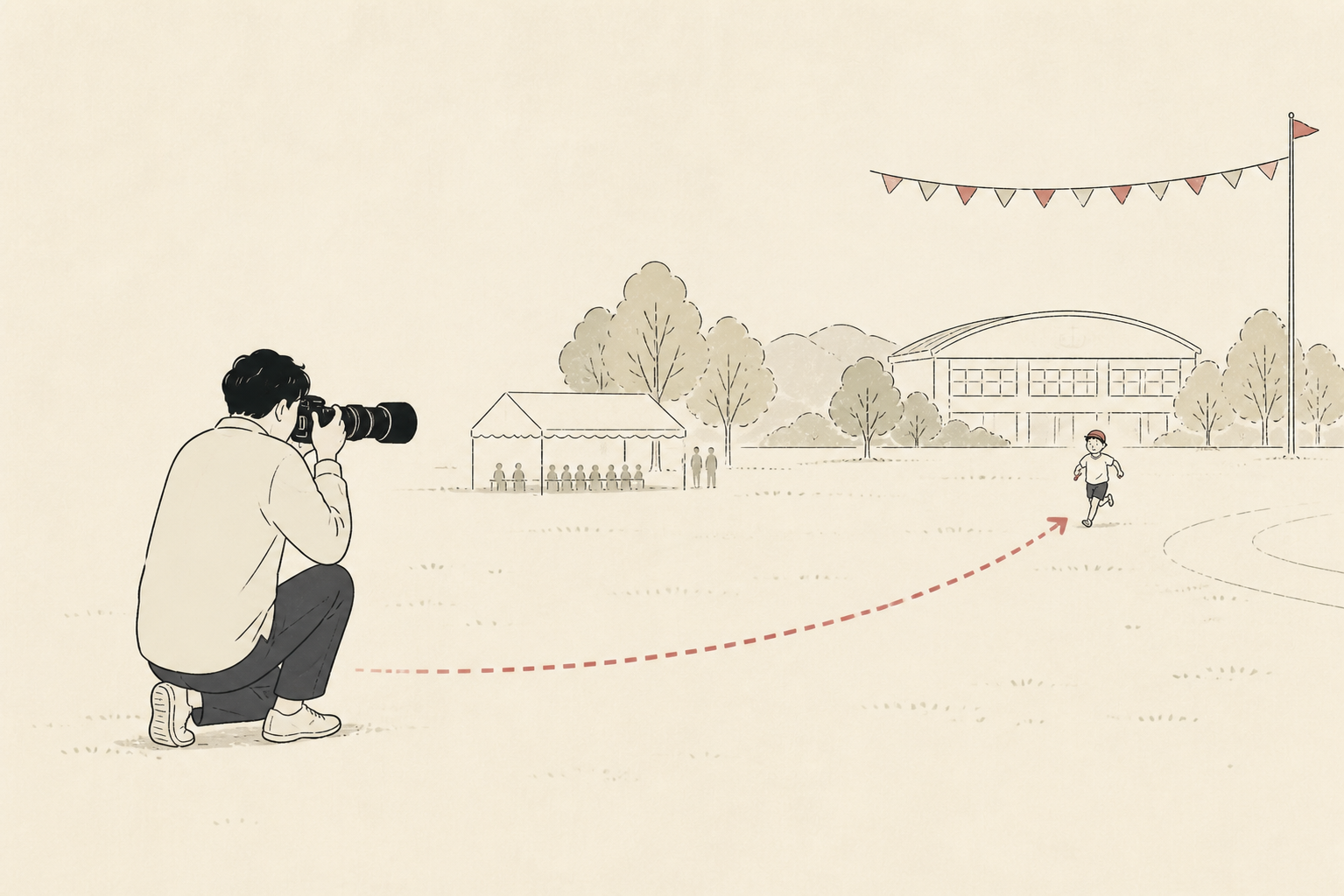 Canonの望遠レンズで運動会を撮るイメージ