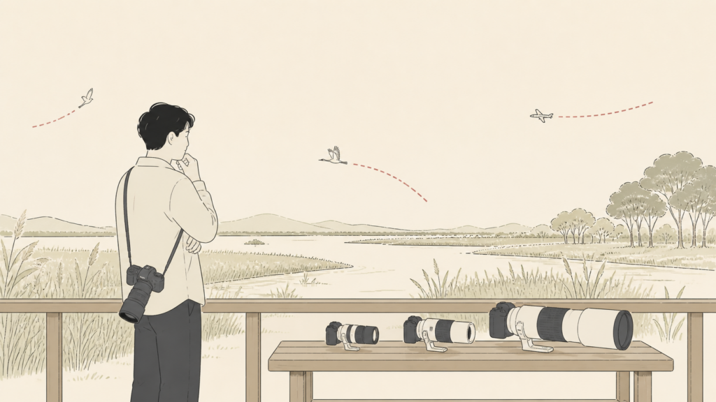 Canon RF超望遠ズーム3本を比較するイメージ