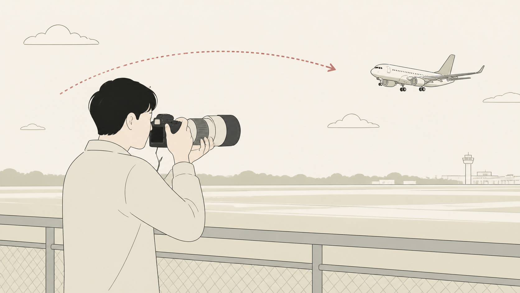 500mm超望遠ズームで航空機を撮るイメージ
