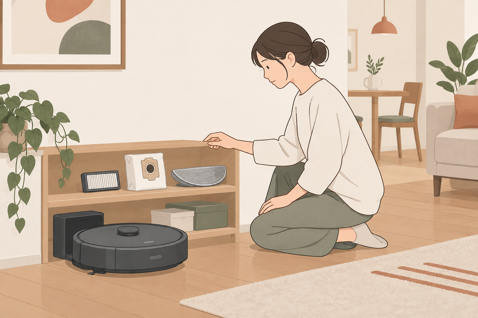ロボット掃除機の付属品を確認するイメージ