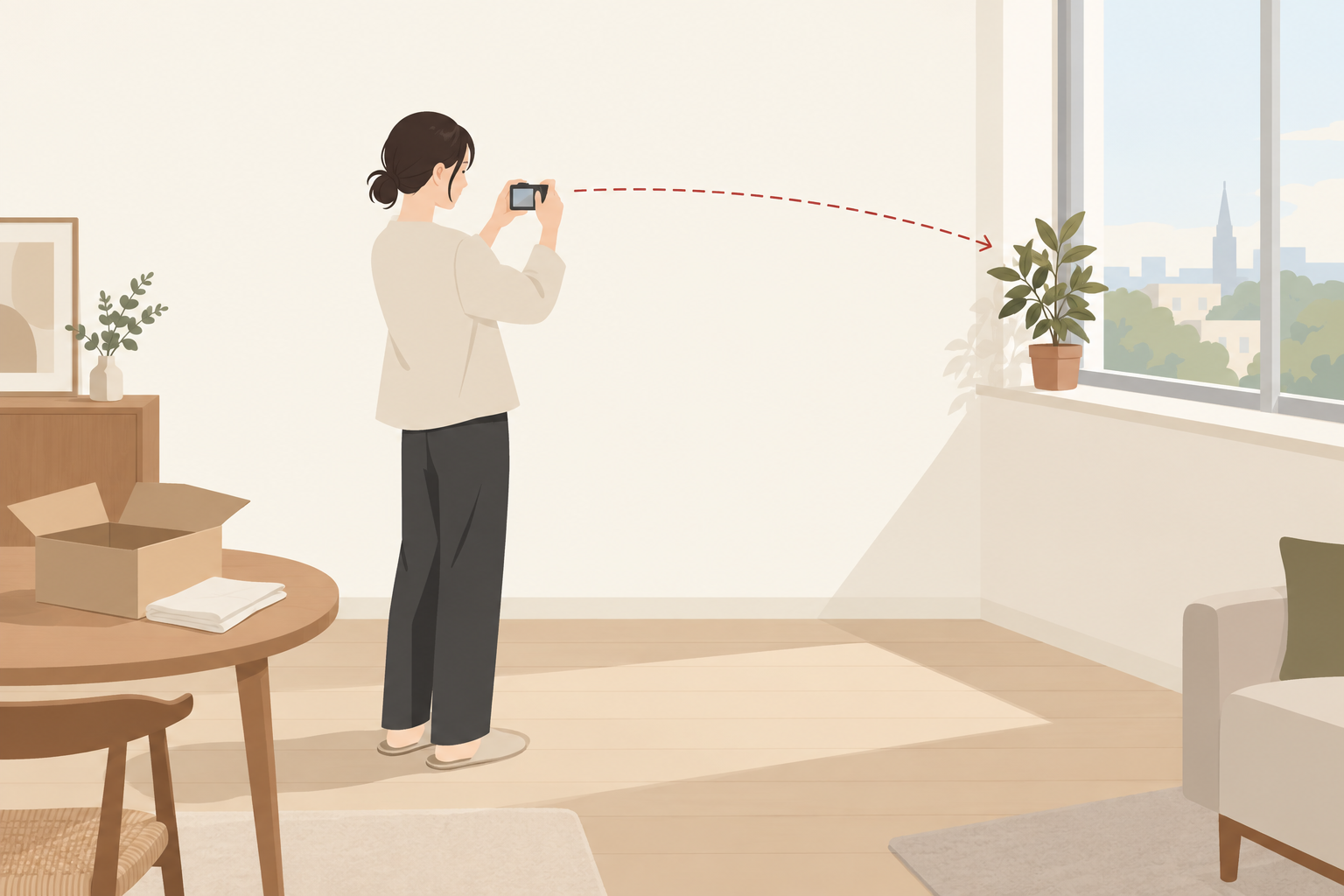 自宅でコンデジの操作と写りを試す人