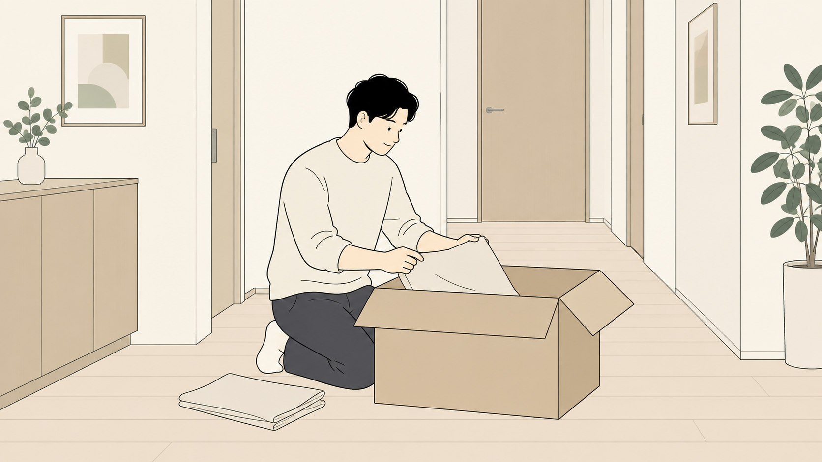 実家へ育児用品を送る準備の一般イメージ