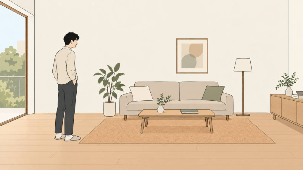 床の色と部屋の雰囲気を考える一般イメージ（イラスト）